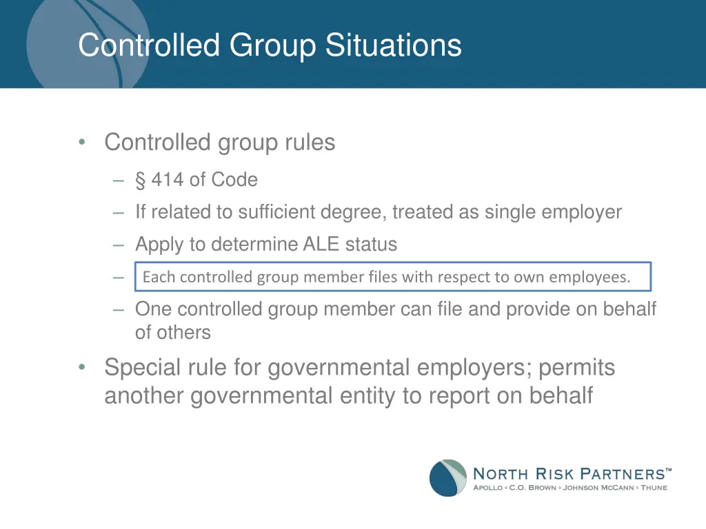 controlled group situations