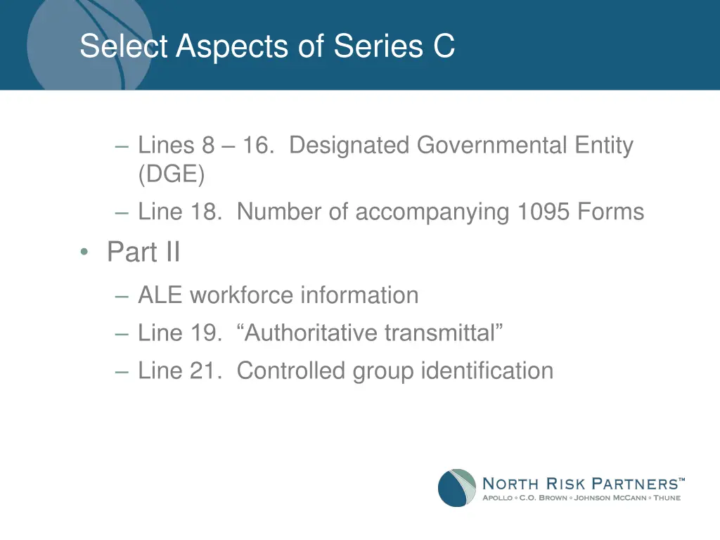 select aspects of series c 1