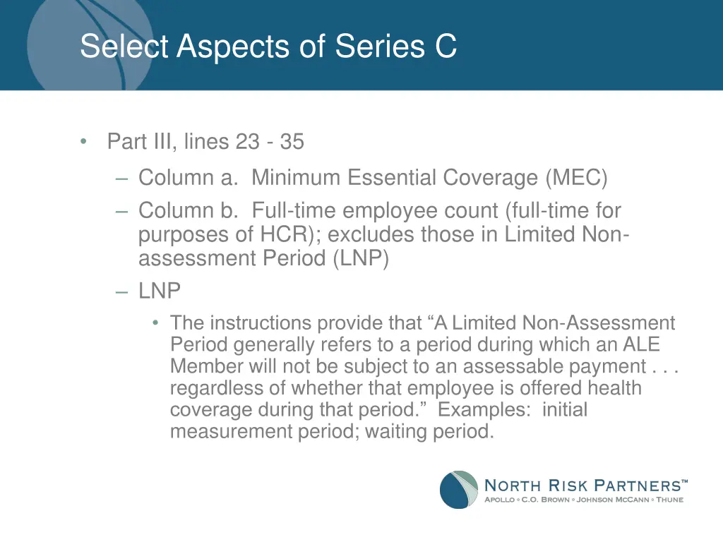 select aspects of series c 3