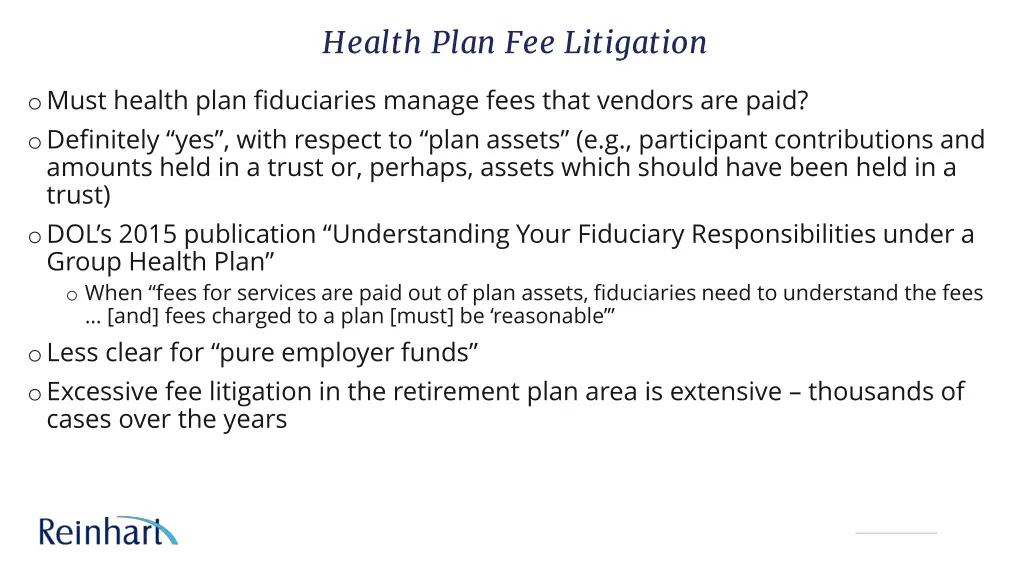 health plan fee litigation