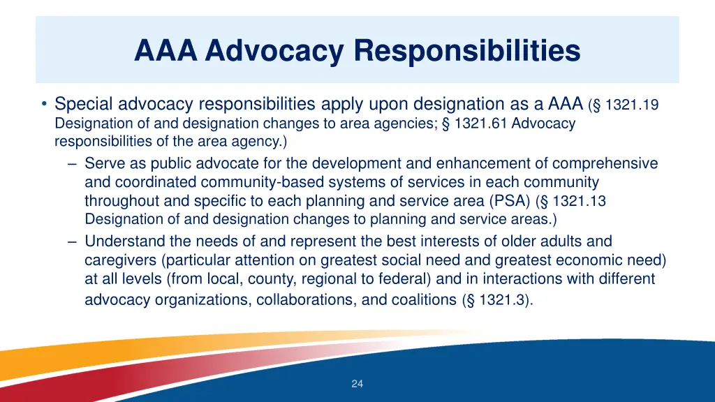 aaa advocacy responsibilities