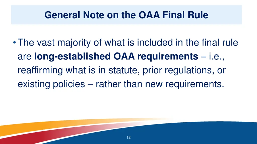 general note on the oaa final rule