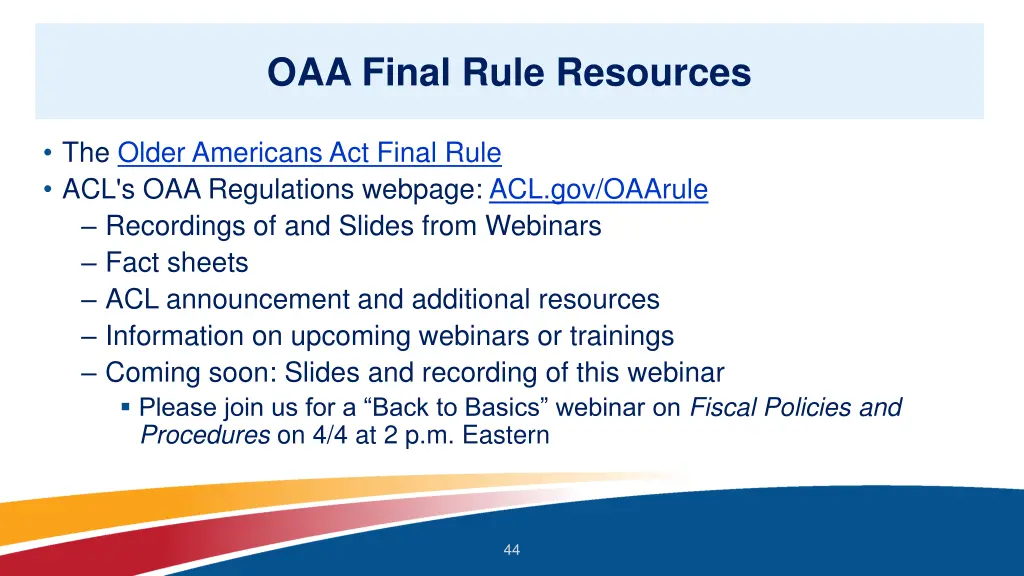 oaa final rule resources