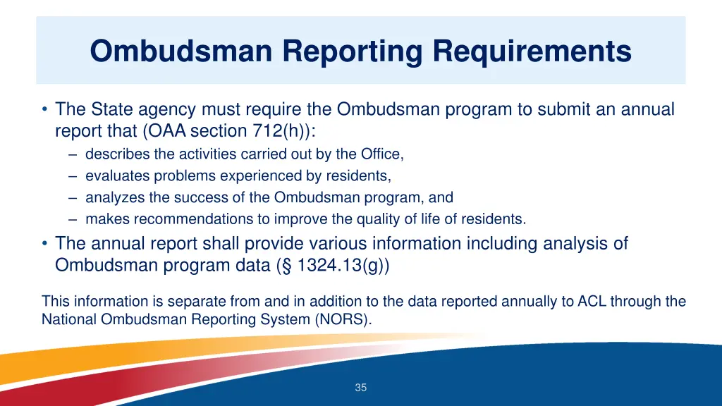 ombudsman reporting requirements