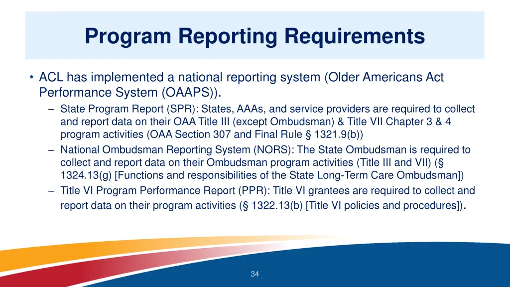 program reporting requirements