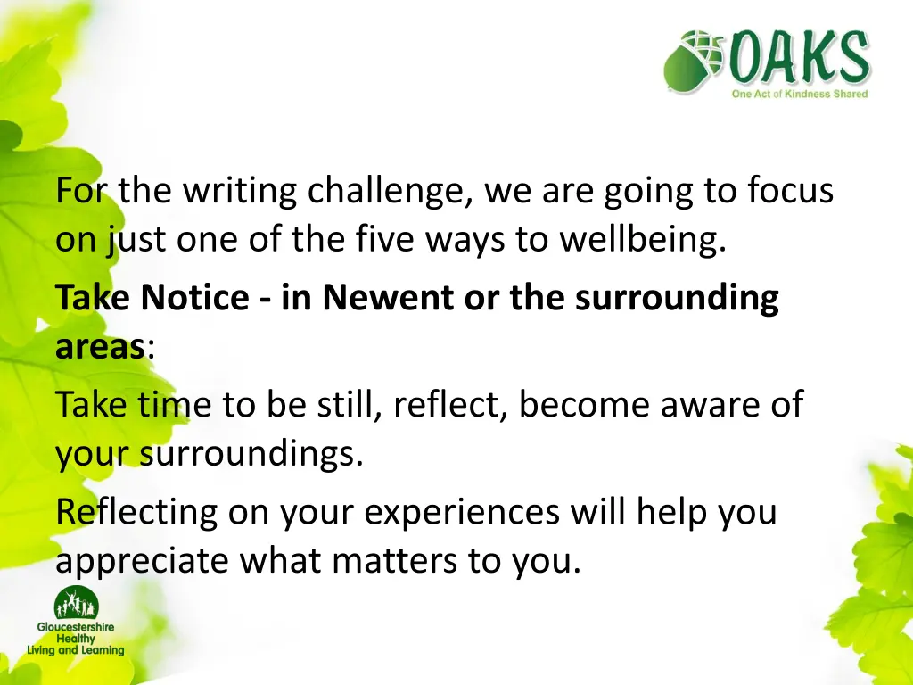 for the writing challenge we are going to focus