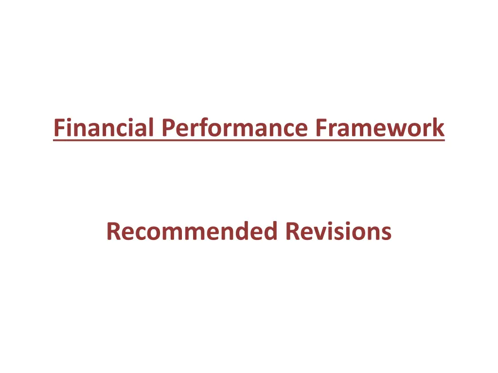 financial performance framework