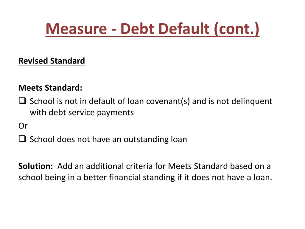 measure debt default cont