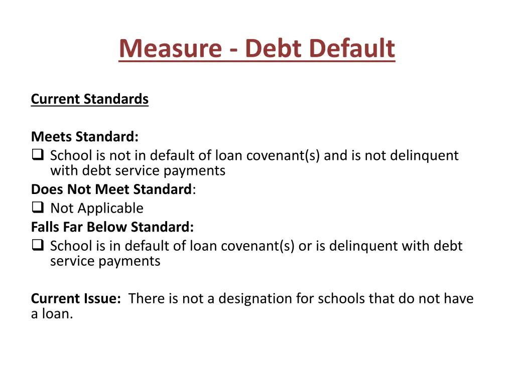 measure debt default