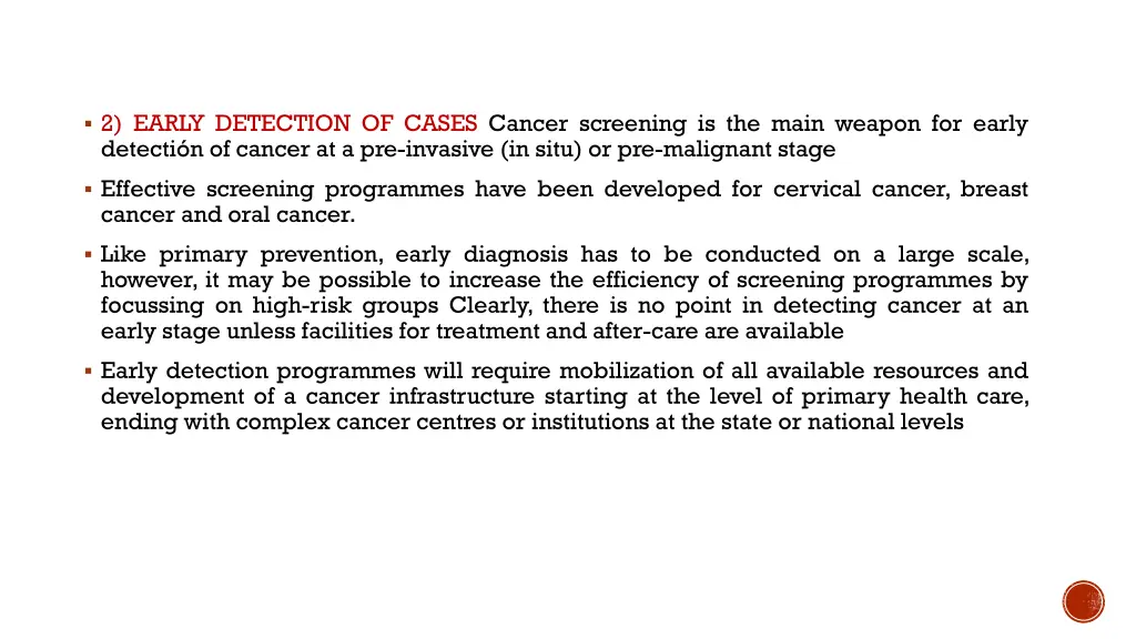 2 early detection of cases cancer screening