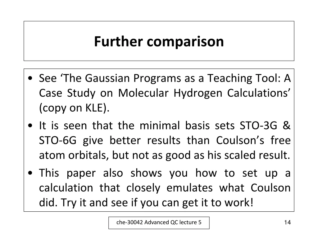 further comparison