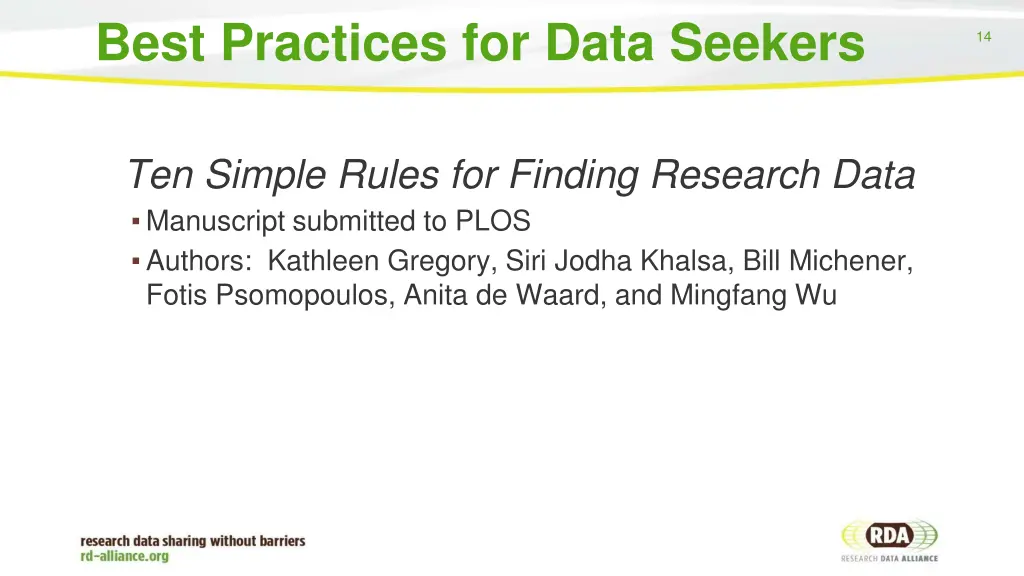 best practices for data seekers