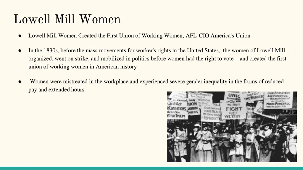 lowell mill women