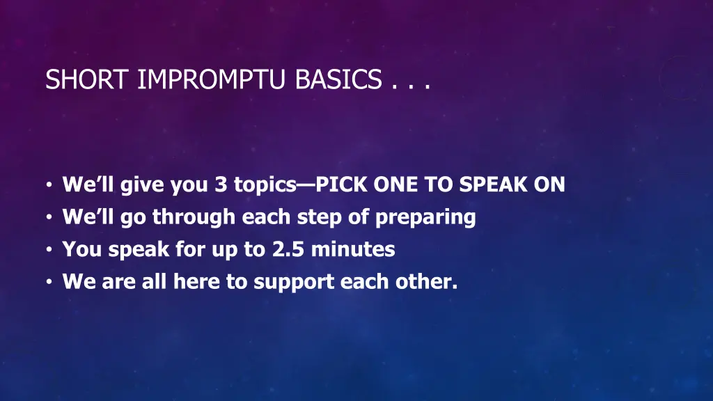 short impromptu basics