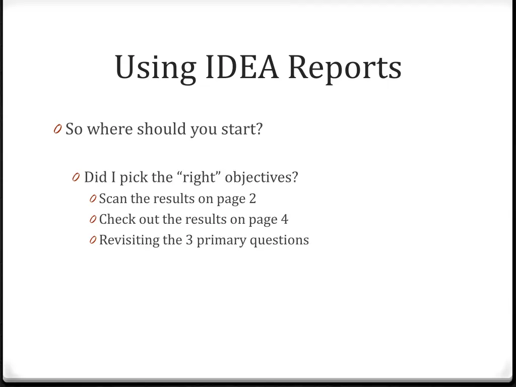 using idea reports 11