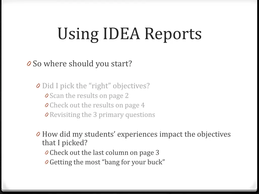 using idea reports 15
