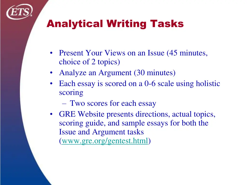 analytical writing tasks