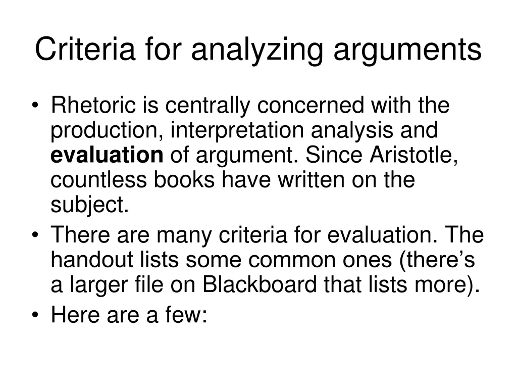criteria for analyzing arguments