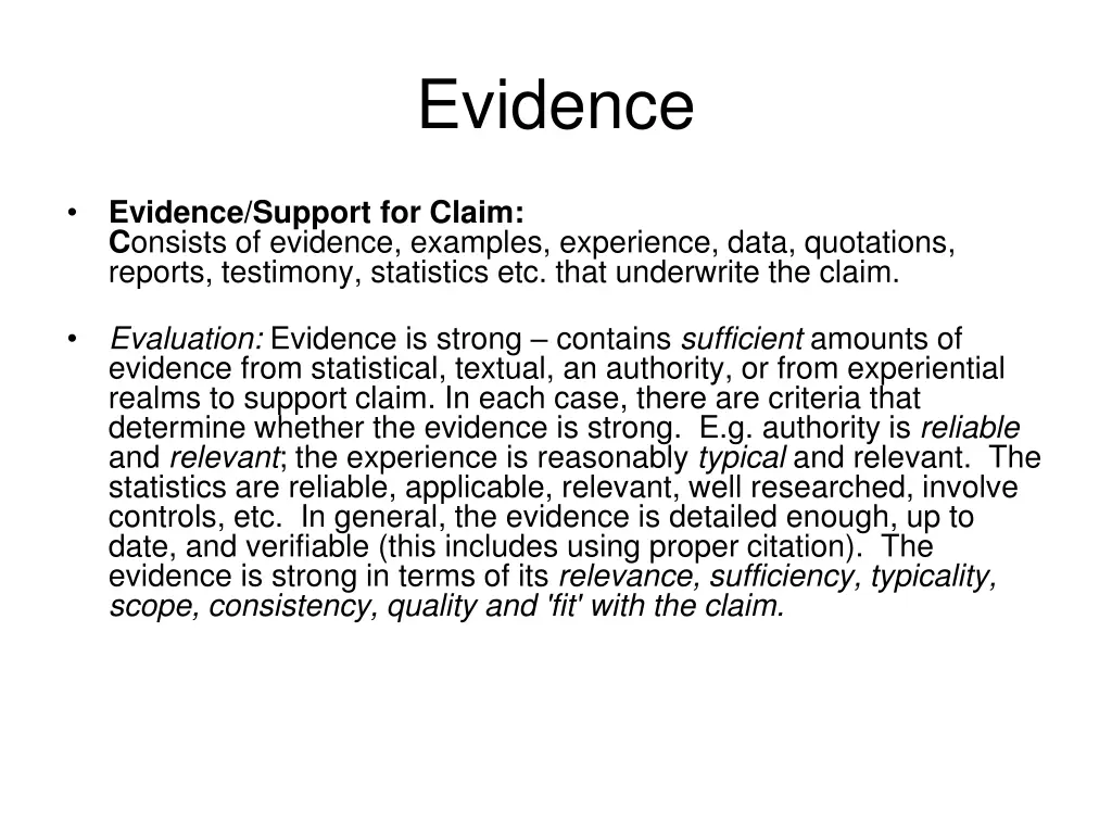evidence