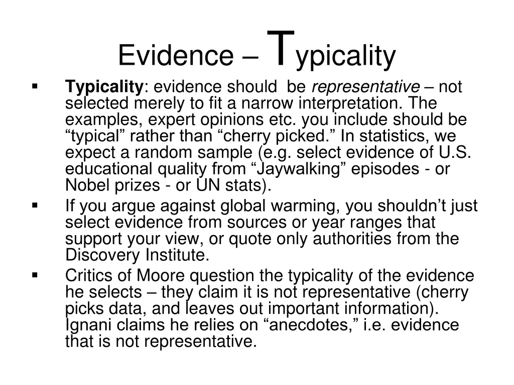 evidence t ypicality typicality evidence should