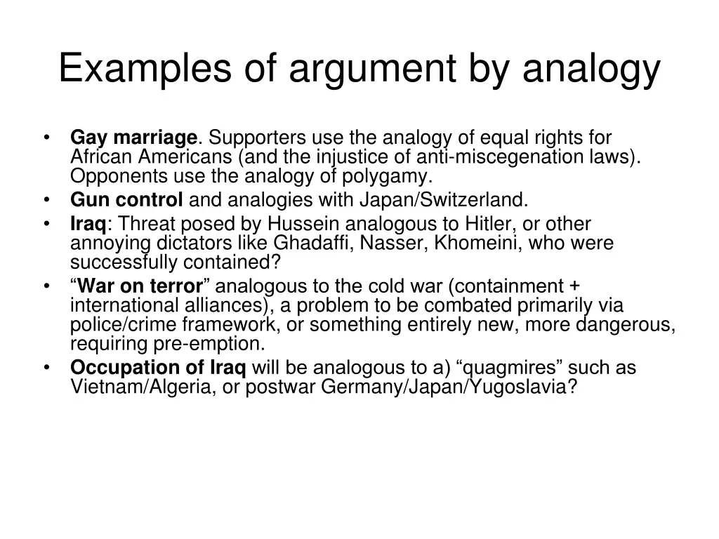 examples of argument by analogy