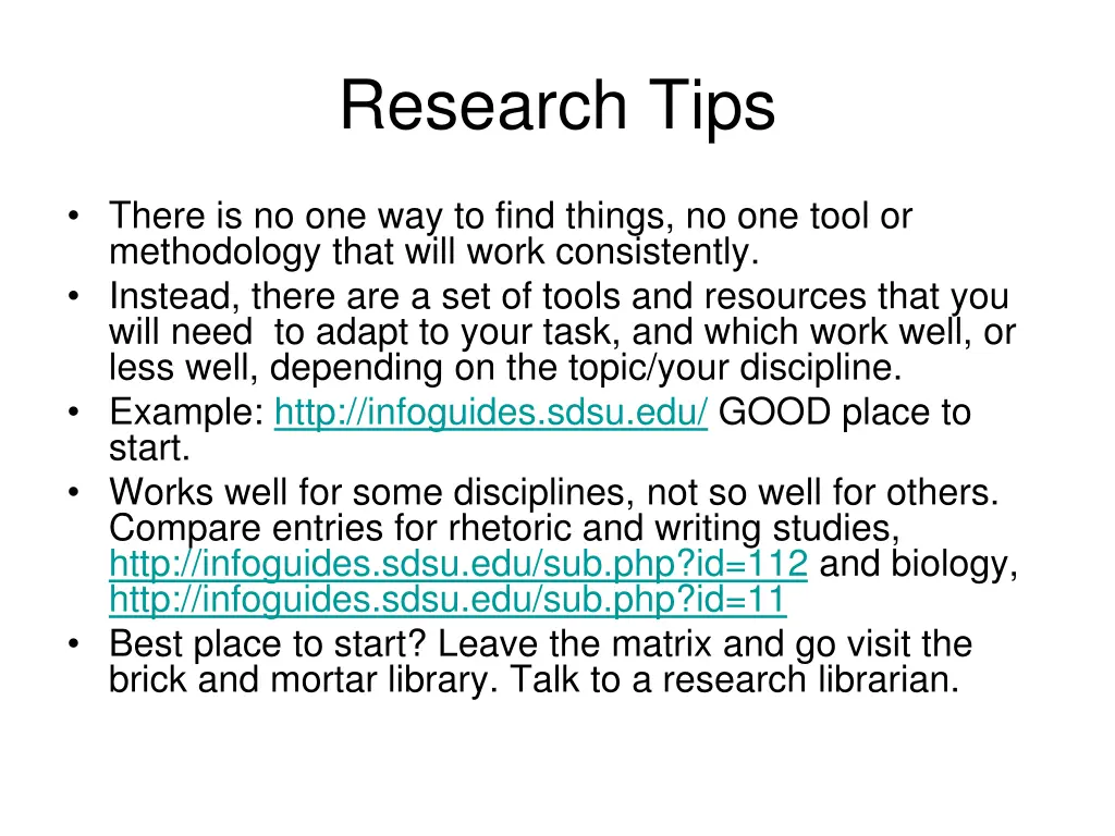 research tips