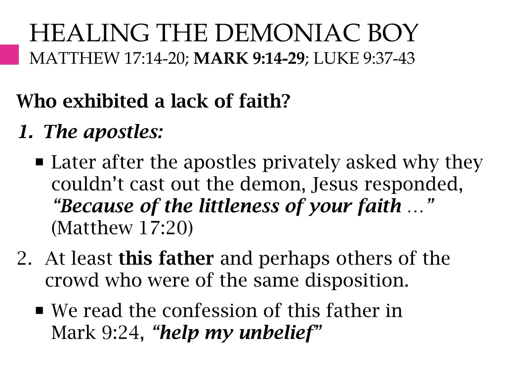 healing the demoniac boy matthew 17 14 20 mark 3