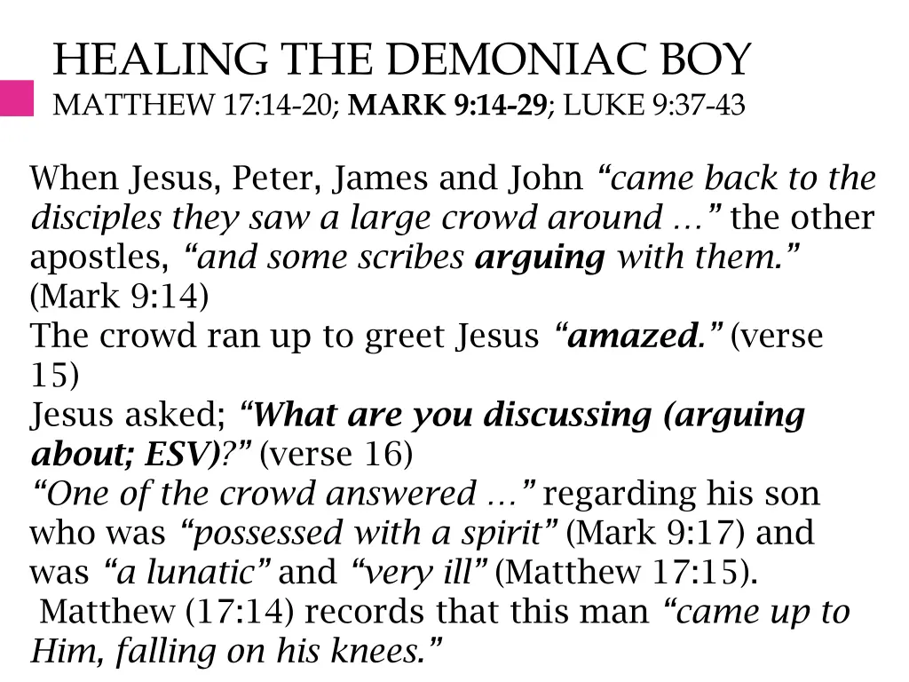 healing the demoniac boy matthew 17 14 20 mark