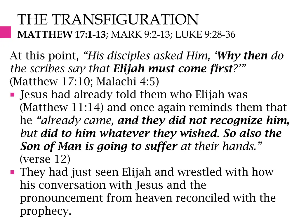 the transfiguration matthew 17 1 13 mark 2
