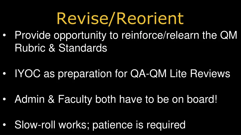 revise reorient