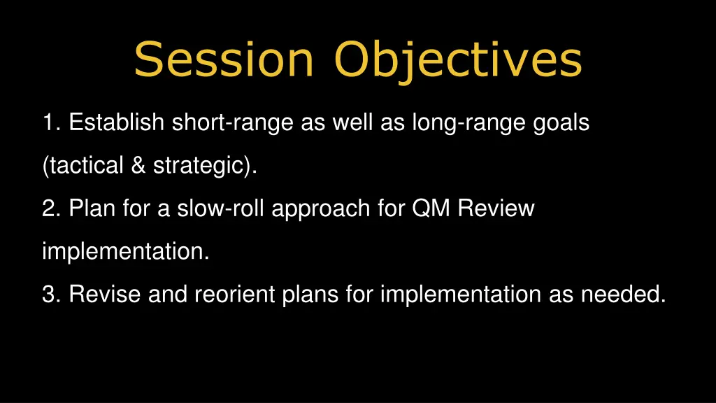 session objectives