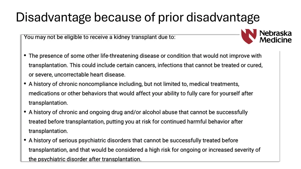 disadvantage because of prior disadvantage