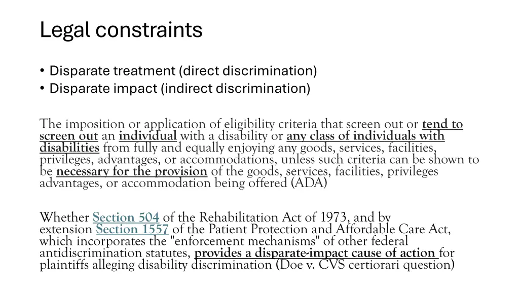 legal constraints
