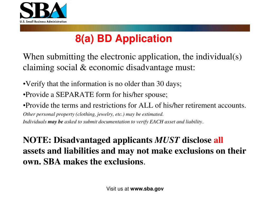 8 a bd application