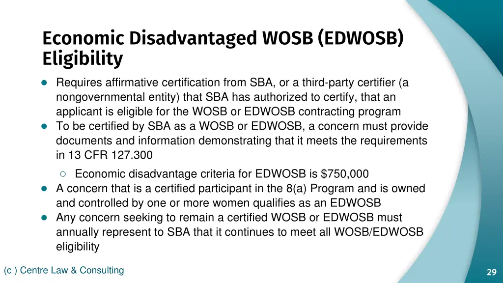 economic disadvantaged wosb edwosb eligibility