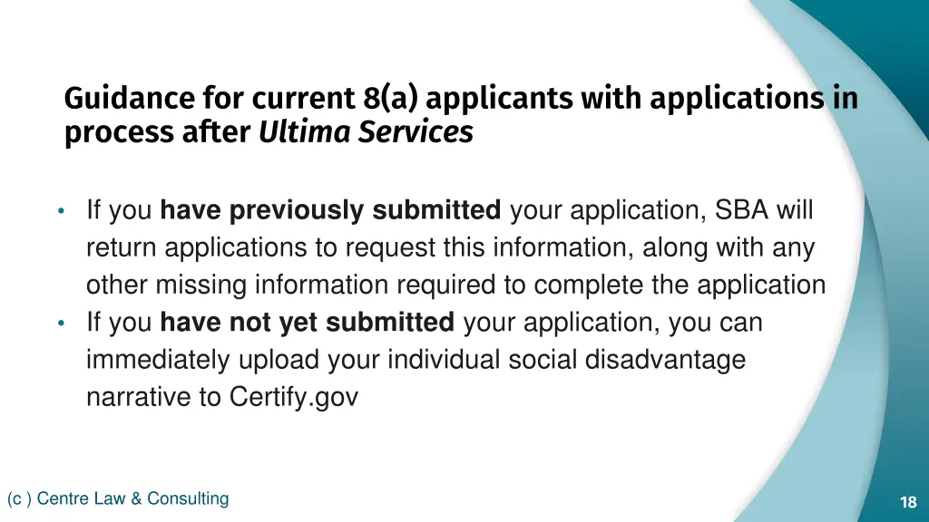 guidance for current 8 a applicants with