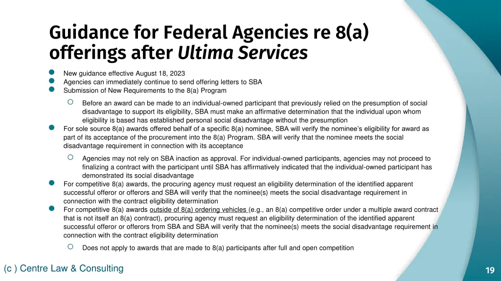 guidance for federal agencies re 8 a offerings