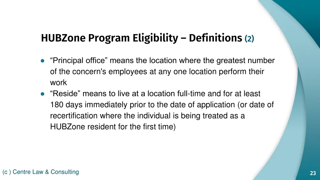 hubzone program eligibility definitions 2