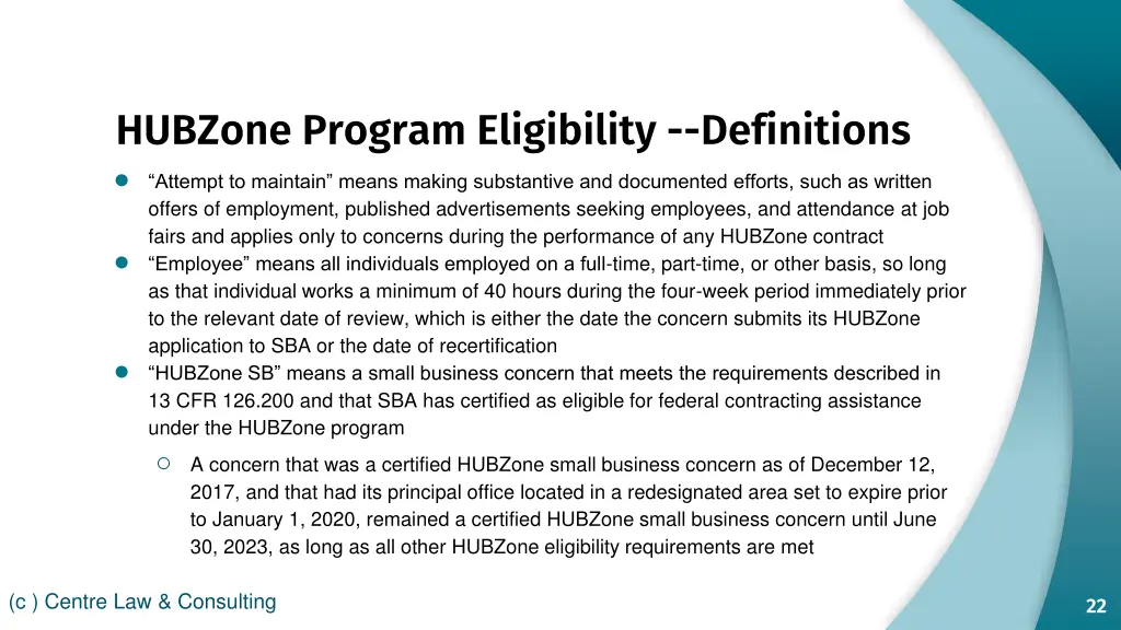 hubzone program eligibility definitions attempt