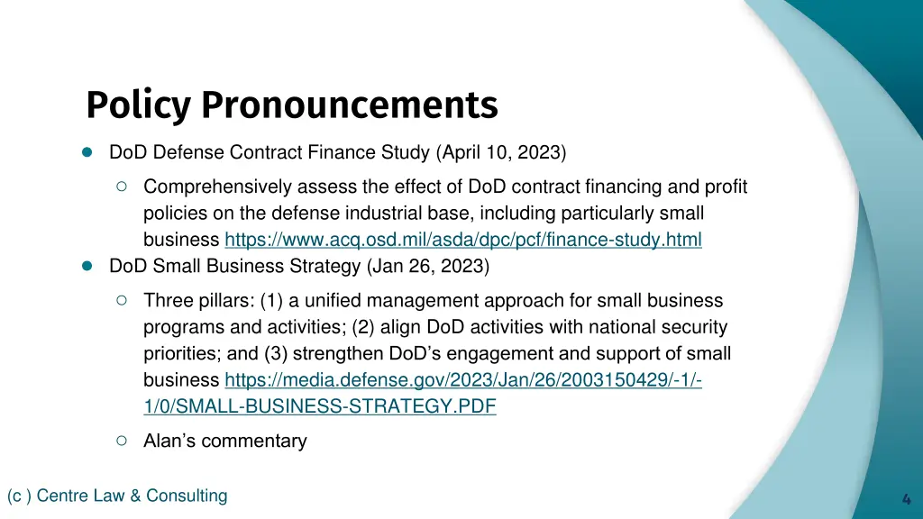 policy pronouncements dod defense contract