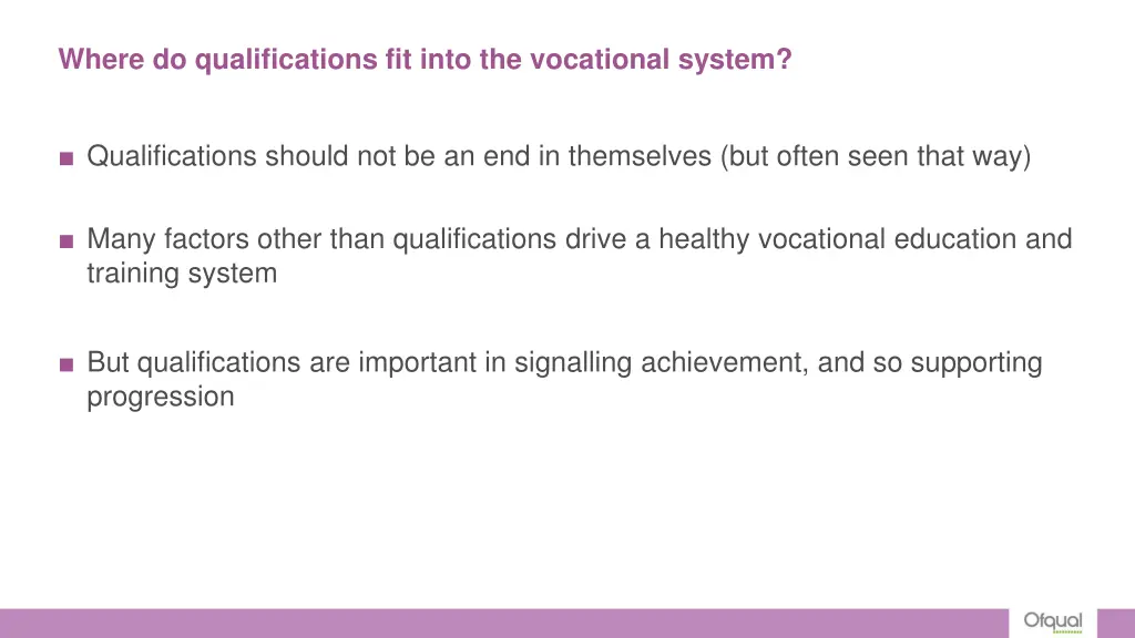 where do qualifications fit into the vocational