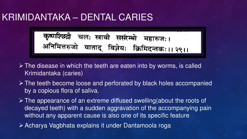 krimidantaka dental caries