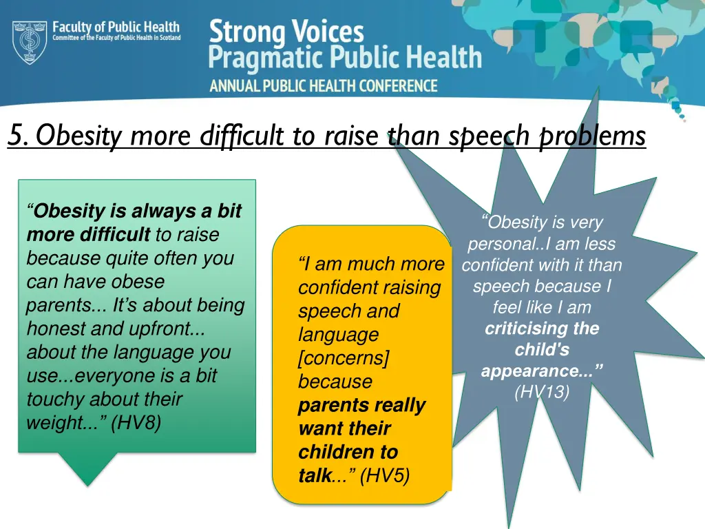 5 obesity more difficult to raise than speech