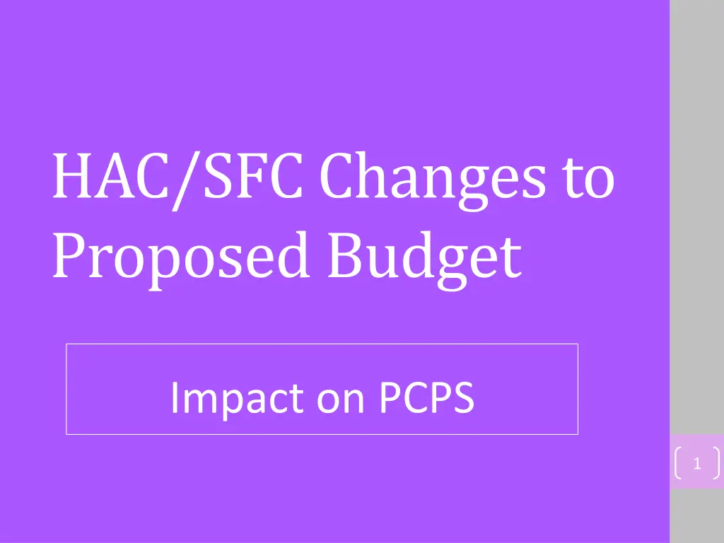 hac sfc changes to proposed budget