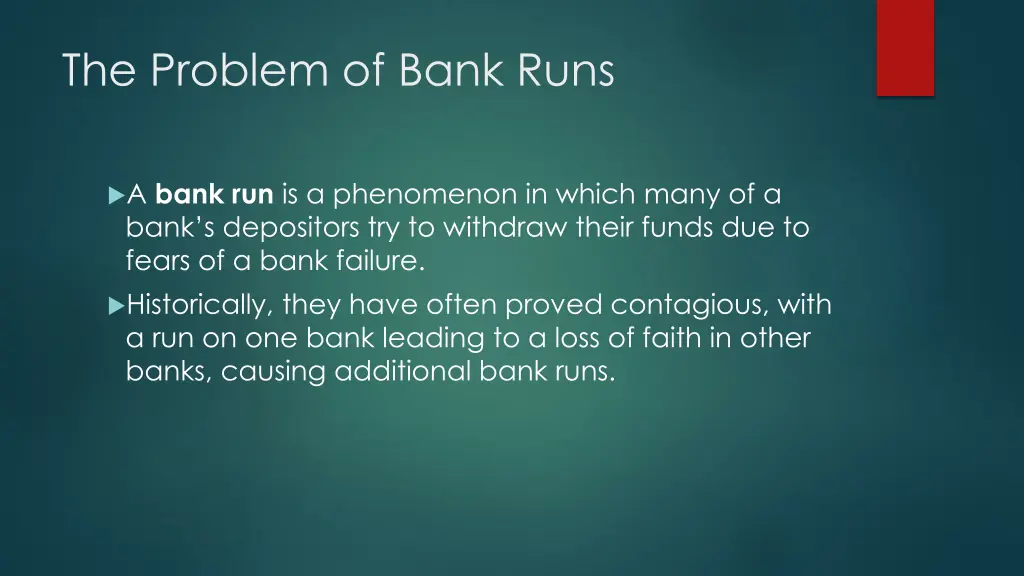 the problem of bank runs