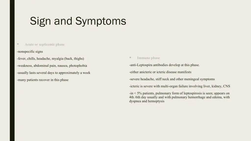 sign and symptoms