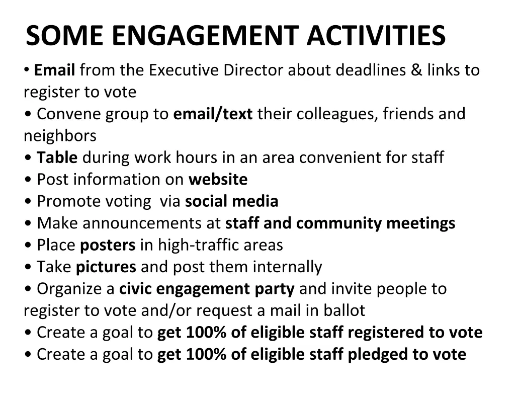 some engagement activities email from