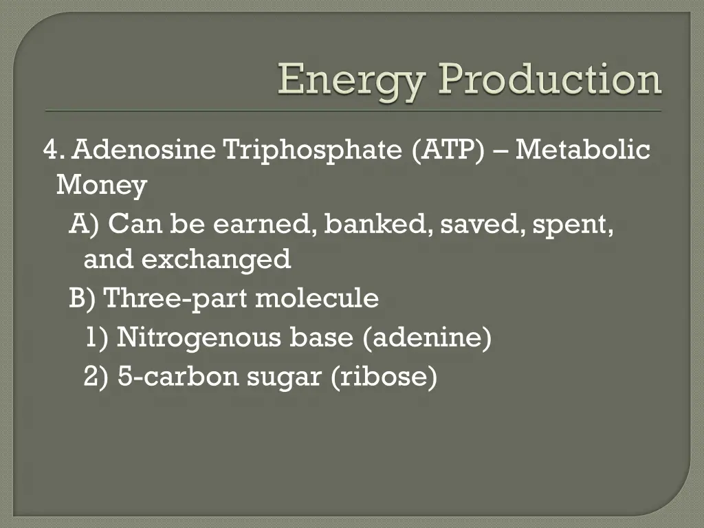 4 adenosine triphosphate atp metabolic money