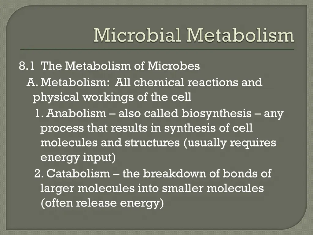 8 1 the metabolism of microbes a metabolism