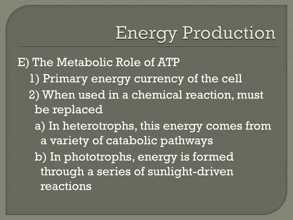 e the metabolic role of atp 1 primary energy